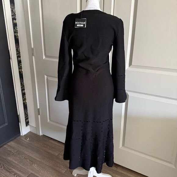 NWT Boutique Moschino Black Ultra Fine Knit Midi Dress with Cut Outs Size 6 - Picture 3 of 10